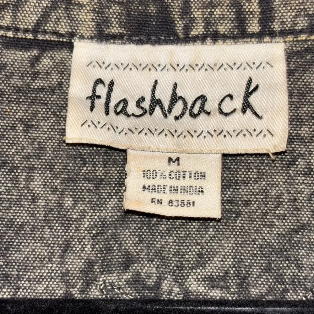 Vintage Flashback Womens Embroidered Denim Jean Jacket Shacket Coat Gray Black